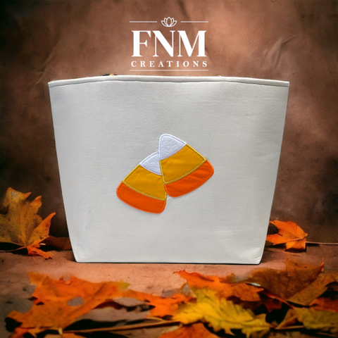 Canvas Candy Corn Embroidered Tote Bag