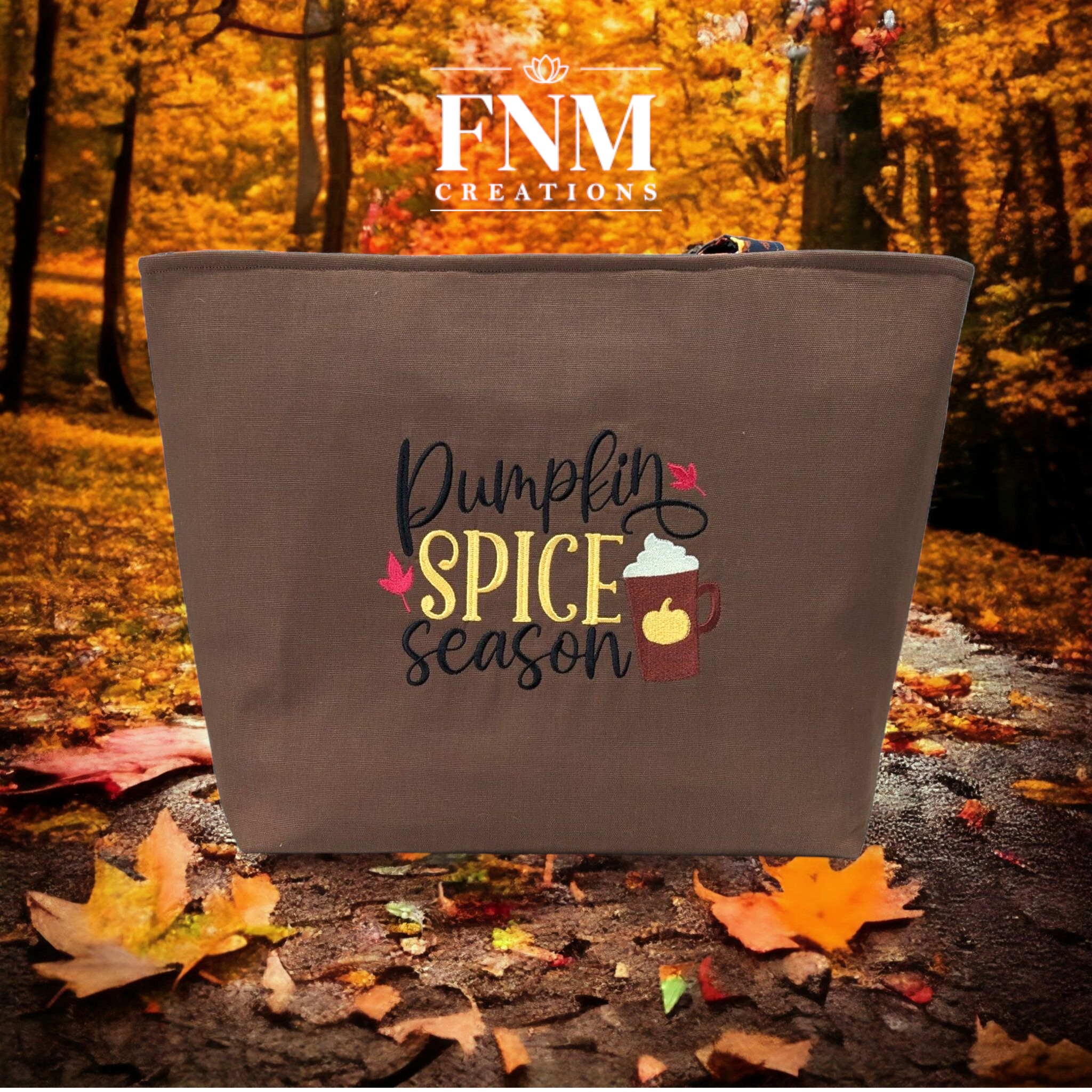 Canvas Pumpkin Spice Season Embroidered Tote Bag